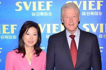 Iris Lei , founder and executive chairman of SVIEF, with the 42nd President of the United States, Clinton